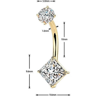 Belly Button Piercing prong set zirconia shape cubic zirconia Internally Threaded