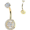 Belly Button Piercing prong set round and pave cubic zirconia Internally Threaded