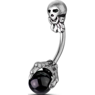 Bauchnabelpiercing Totenkopf Klaue Silber