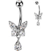 Belly Button Piercing butterfly zirconia dangle