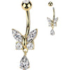 Belly Button Piercing butterfly zirconia dangle