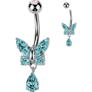 Belly Button Piercing butterfly zirconia dangle