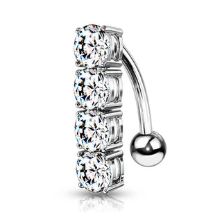Belly Button Piercing 4 Zirconia Silver