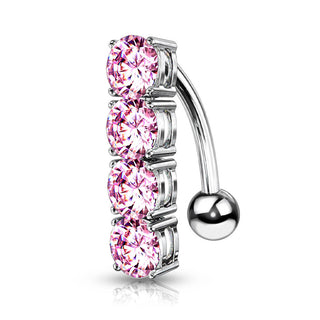 Belly Button Piercing 4 Zirconia Silver