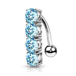Belly Button Piercing 4 Zirconia Silver