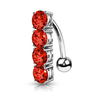 Belly Button Piercing 4 Zirconia Silver