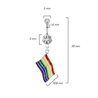 Bauchnabelpiercing Regenbogenflagge beweglich Zirkonia