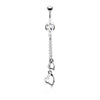 Belly Button Piercing Heart dangle Zirconia Silver