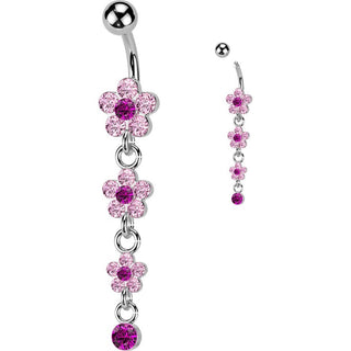 Belly Button Piercing Flower dangle Zirconia