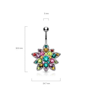 Bauchnabelpiercing Blume Zirkonia