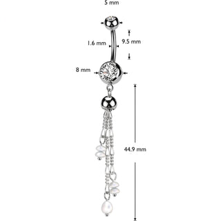 Belly Button Piercing dangle zirconia pearl