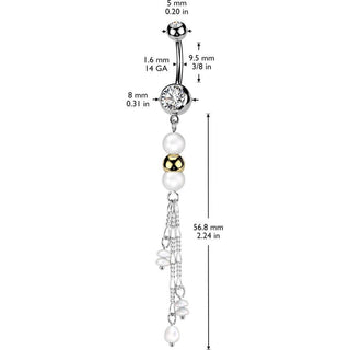 Belly Button Piercing dangle zirconia pearl