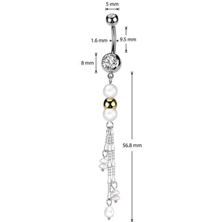 Belly Button Piercing dangle zirconia pearl