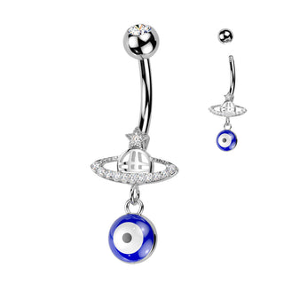 Bauchnabelpiercing Planet lucky eye Anhänger Zirkonia