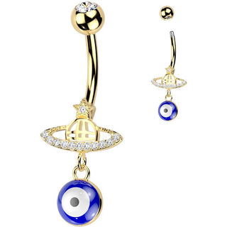 Bauchnabelpiercing Planet lucky eye Anhänger Zirkonia