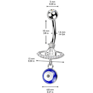 Bauchnabelpiercing Planet lucky eye Anhänger Zirkonia