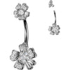 Belly Button Piercing double flower cubic zirconia centers