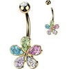 Belly Button Piercing multi color teardrop cubic zirconia flower