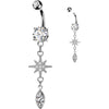 Belly Button Piercing starburst marquise zirconia dangle