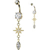Belly Button Piercing starburst marquise zirconia dangle