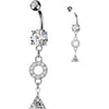 Belly Button Piercing pavé zirconia circle triangle zirconia dangle