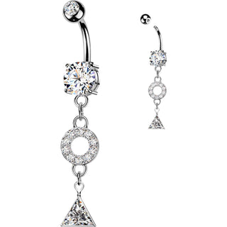 Belly Button Piercing pavé zirconia circle triangle zirconia dangle