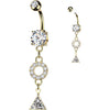 Belly Button Piercing pavé zirconia circle triangle zirconia dangle