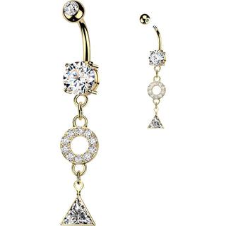 Belly Button Piercing pavé zirconia circle triangle zirconia dangle