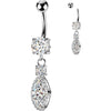Belly Button Piercing round large marquise zirconia dangle