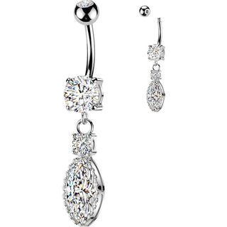 Belly Button Piercing round large marquise zirconia dangle
