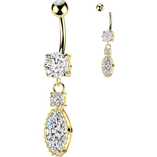 Belly Button Piercing round large marquise zirconia dangle
