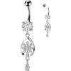 Belly Button Piercing flower teardrop zirconia dangle