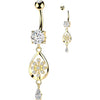 Belly Button Piercing flower teardrop zirconia dangle