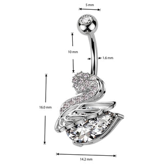 Belly Button Piercing swan zirconia