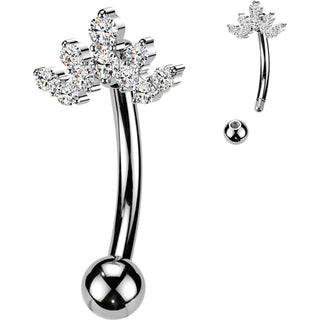 Belly Button Piercing top round cubic zirconia cluster crown