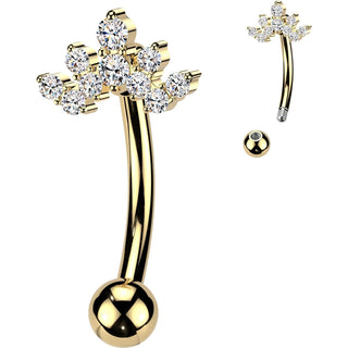 Belly Button Piercing top round cubic zirconia cluster crown
