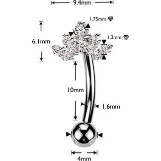 Belly Button Piercing top round cubic zirconia cluster crown