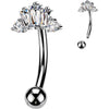 Belly Button Piercing top baguette and round cubic zirconia crown
