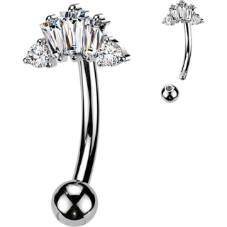 Belly Button Piercing top baguette and round cubic zirconia crown