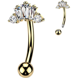 Belly Button Piercing top baguette and round cubic zirconia crown