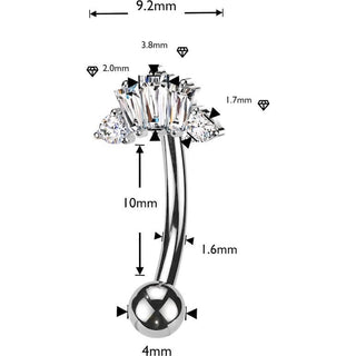 Belly Button Piercing top baguette and round cubic zirconia crown
