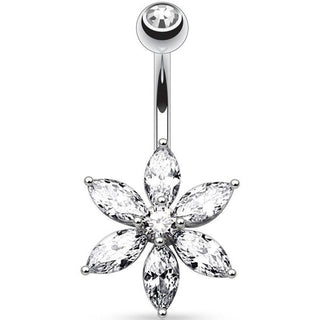 Bauchnabelpiercing Blume Zirkonia