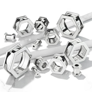 Tunnel Hexagon Silber