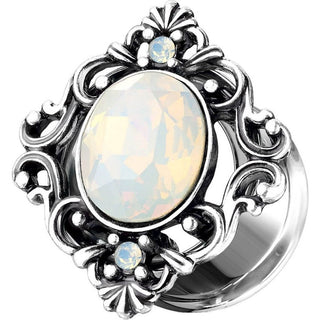 Plug Oval Opal Silber