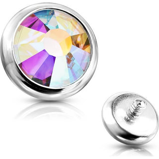 Top Top flat round zirconia bezel setting Internally Threaded