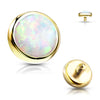 Top top flat round opal bezel setting Internally Threaded