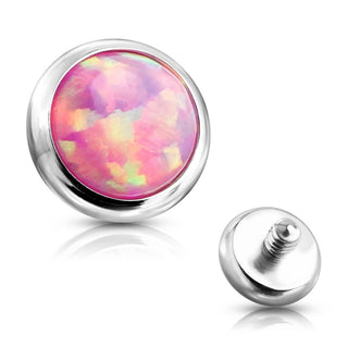 Top top flat round opal bezel setting Internally Threaded