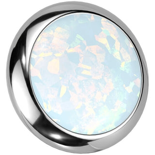 Titanium Top top round flat opal bezel setting Internally Threaded