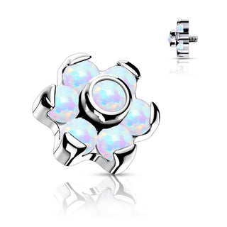 Titanium Top Top Flower Opal Internally Threaded