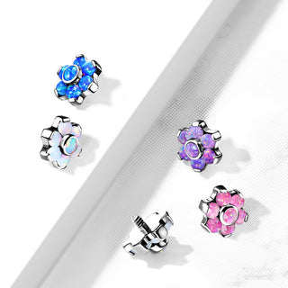 Titanium Top Top Flower Opal Internally Threaded